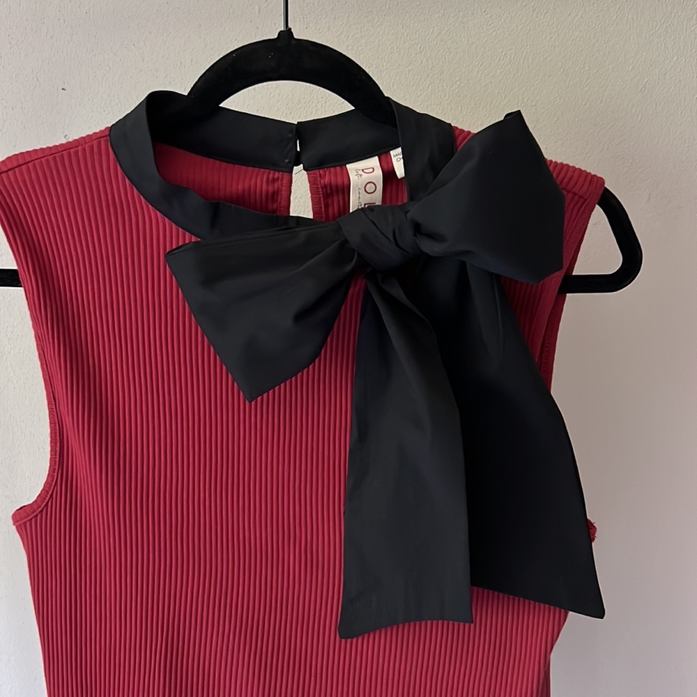 DOLAN Tie-Neck Ribbed Shell Blouse via ANTHROPOLOGIE